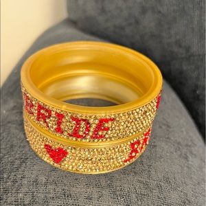 Gold and red bride bangle